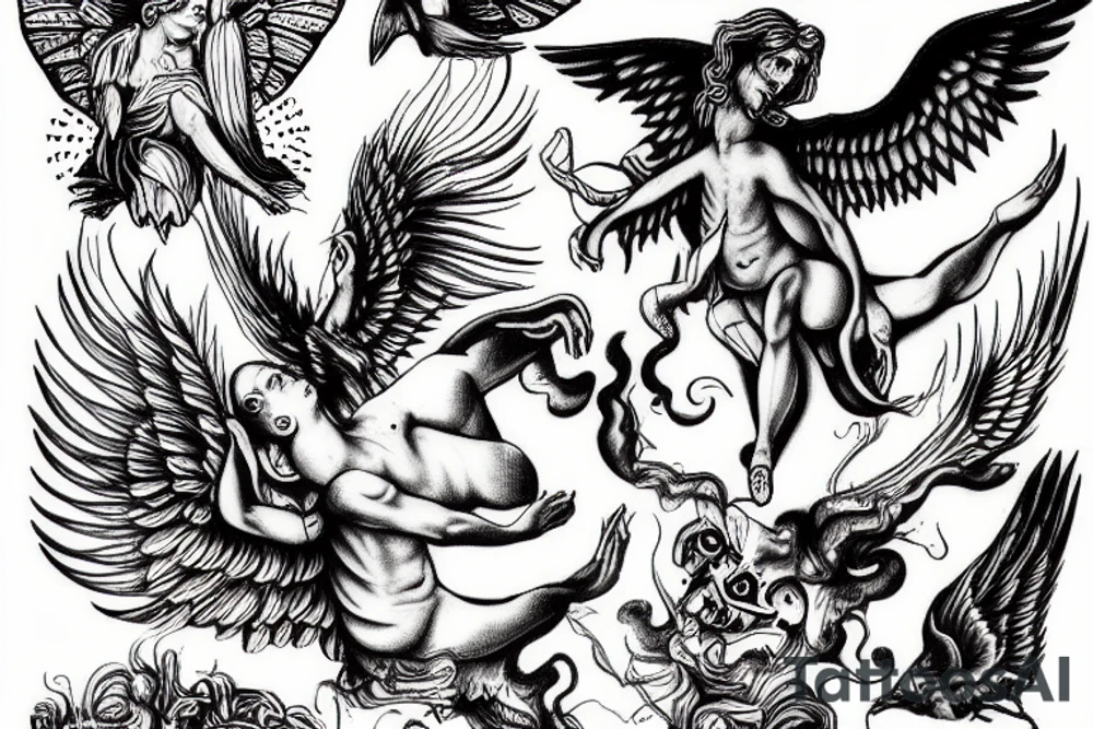 Lucifer falling down from heaven tattoo idea