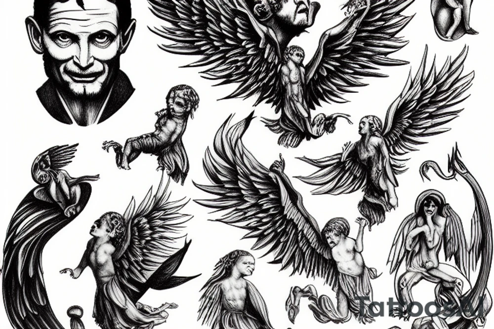 Lucifer falling down from heaven tattoo idea