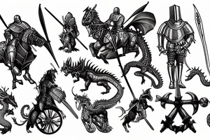 A medieval knight riding a dragon tattoo idea