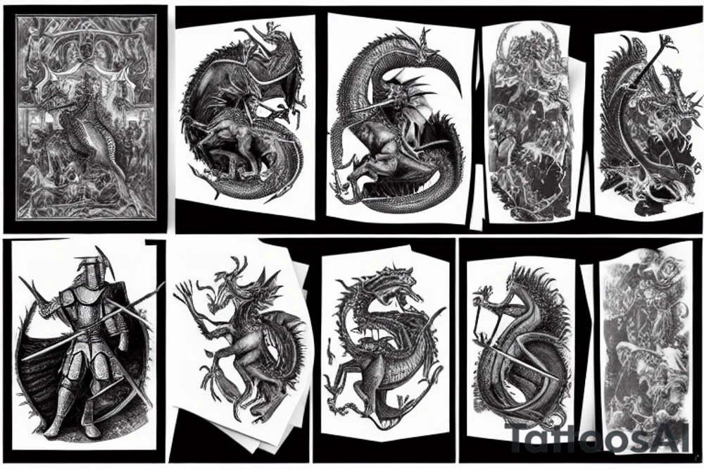 A medieval knight riding a dragon tattoo idea A medieval knight riding a dragon tattoo idea