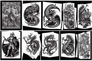 A medieval knight riding a dragon tattoo idea