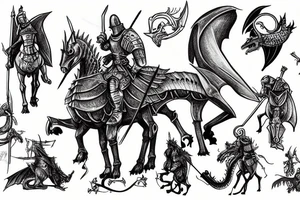 A medieval knight riding a dragon tattoo idea