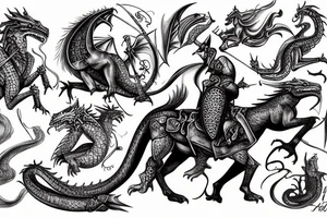 A medieval knight riding a dragon tattoo idea