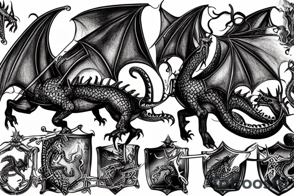 A medieval knight riding a dragon tattoo idea