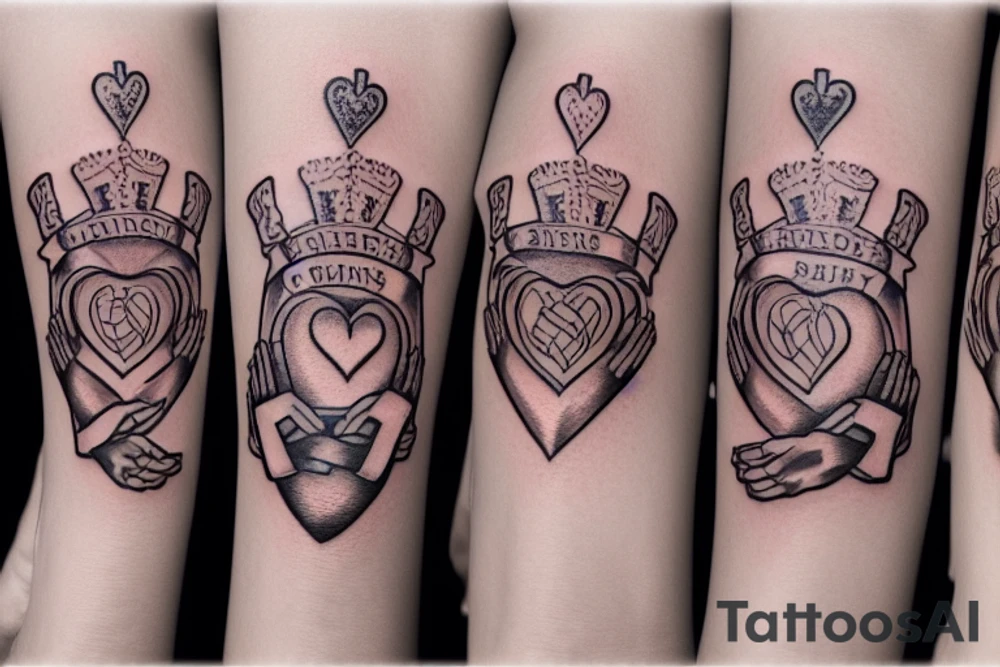 Claddagh Ring around Bicep tattoo idea
