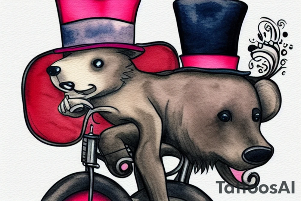 Bear riding a unicycle wearing a tophat tattoo idea