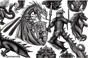 A medieval knight riding a dragon tattoo idea