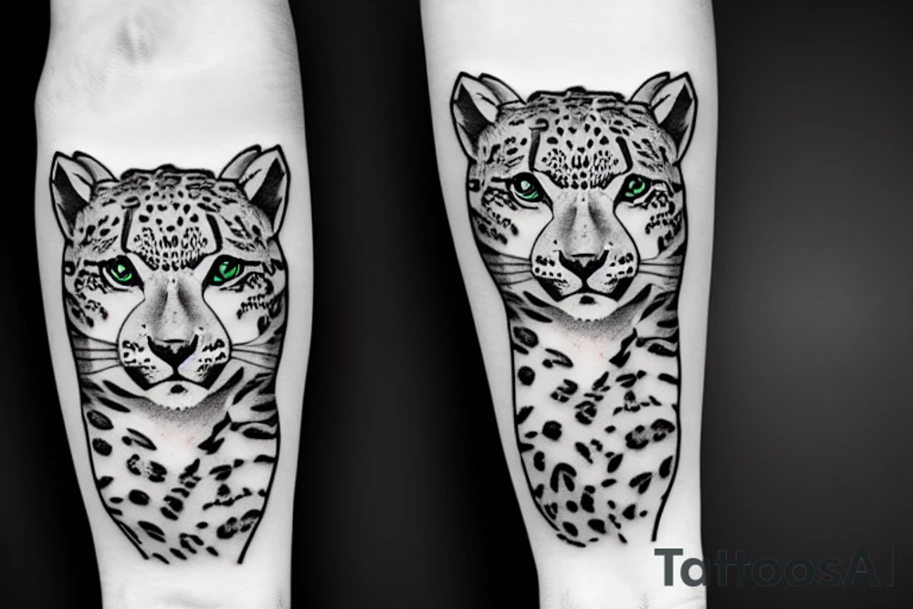 Snow leopard on a tree tattoo idea