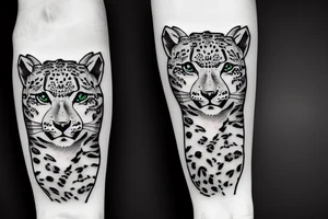Snow leopard on a tree tattoo idea
