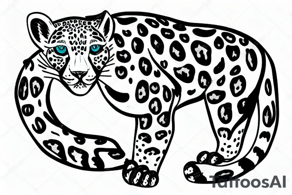 Snow leopard on a tree tattoo idea