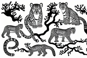 Snow leopard on a tree tattoo idea