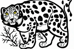 Snow leopard on a tree tattoo idea