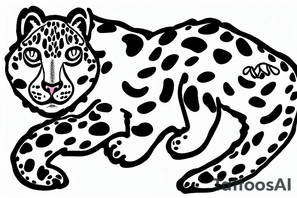 Snow leopard on a tree tattoo idea