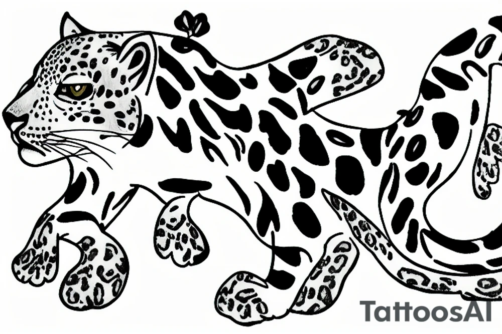 Snow leopard on a tree tattoo idea