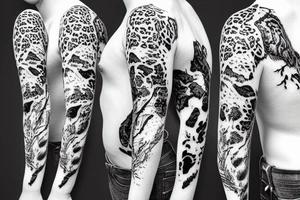Sleeve. Snow leopard on a tree tattoo idea