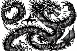 Dragon with flame lordd of the Ring style tattoo idea