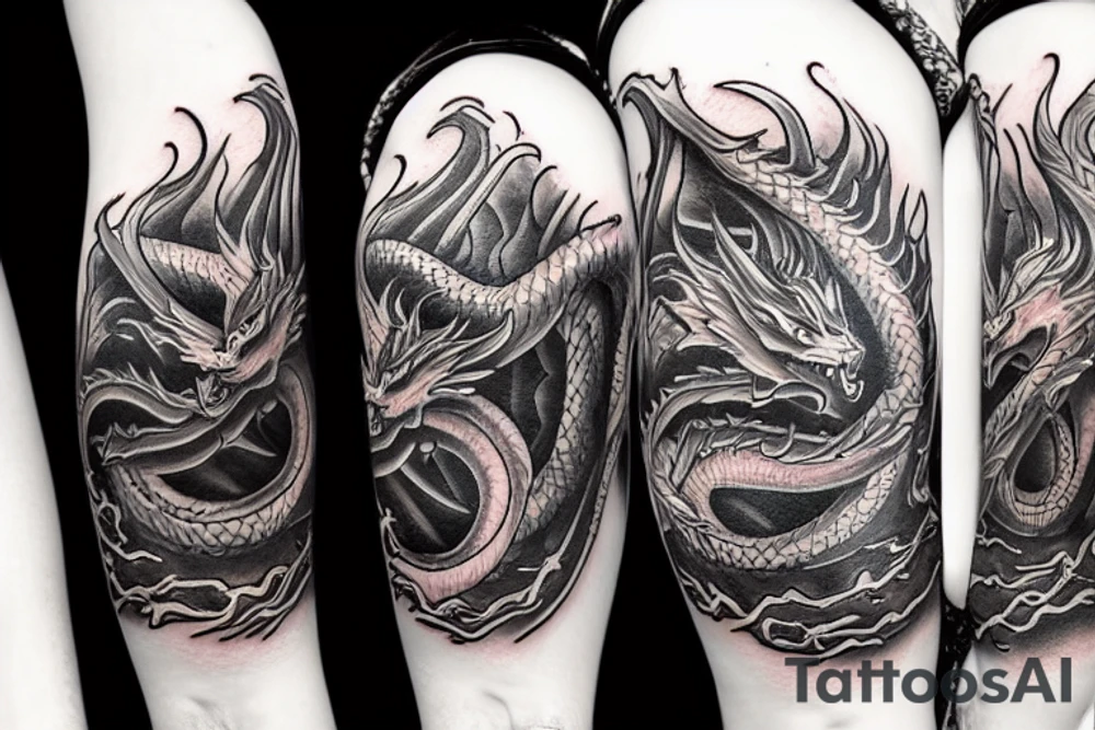 Dragon with flame lordd of the Ring style tattoo idea