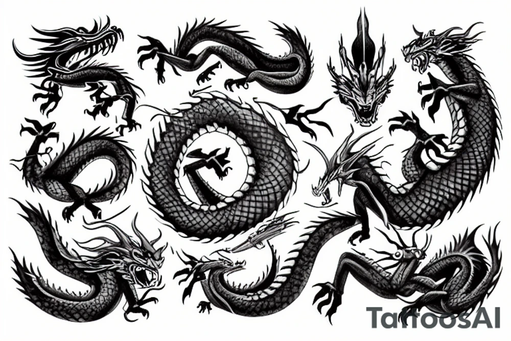 Dragon with flame lordd of the Ring style tattoo idea