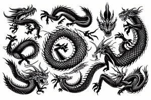 Dragon with flame lordd of the Ring style tattoo idea