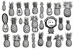 The cartoon character SpongeBob SquarePants in color holding a pineapple tattoo idea
