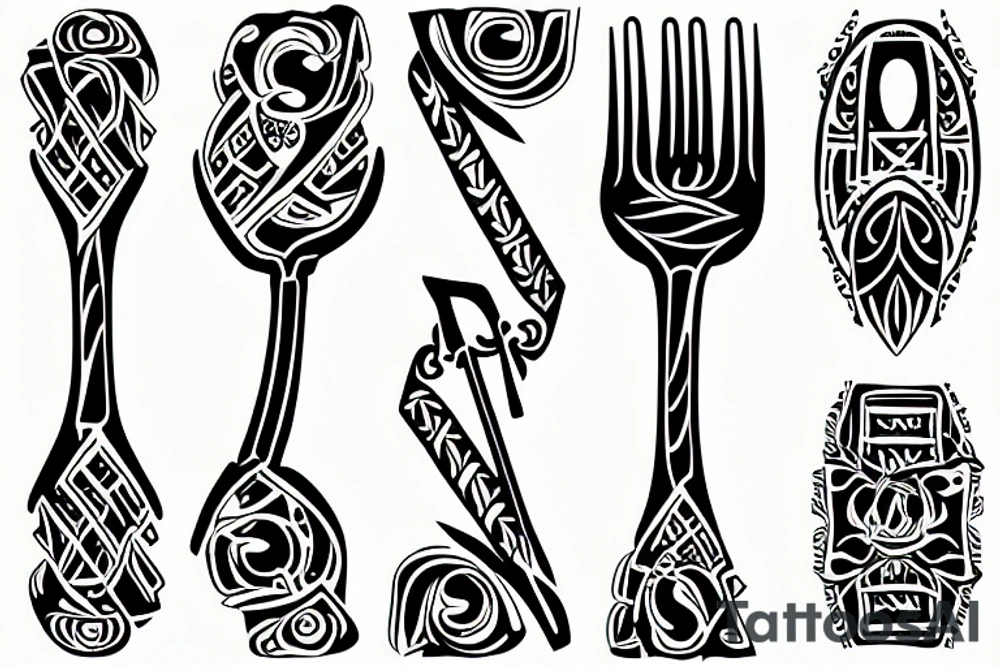 fork on a table tattoo idea