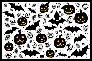 Halloween with bats and pumpkins and spooky tattoo idea
