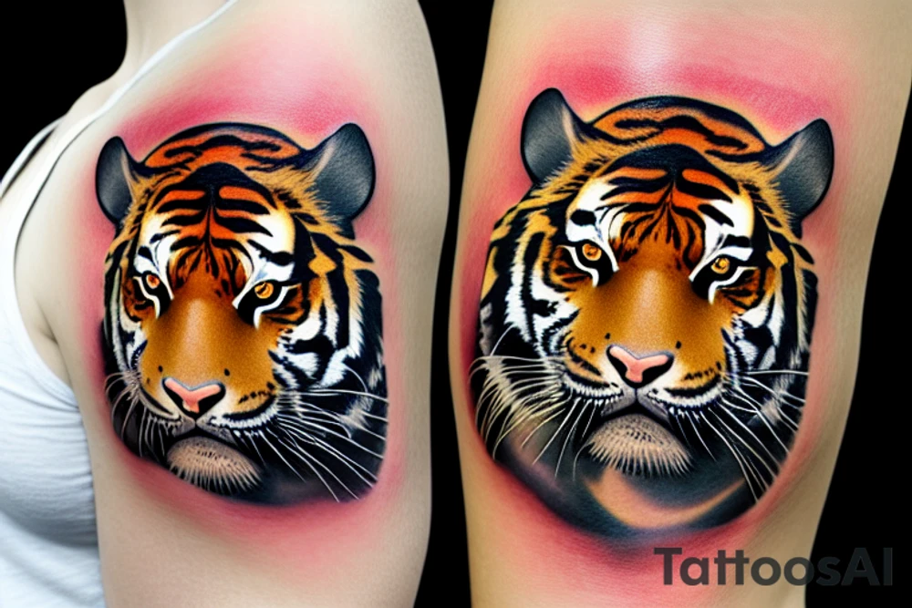 Tiger on a hill in the forest tattoo idea