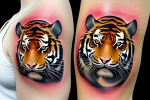 Tiger on a hill in the forest tattoo idea