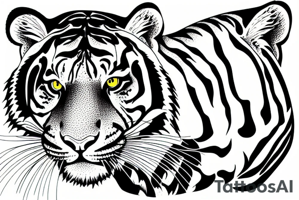 Tiger on a hill in the forest tattoo idea