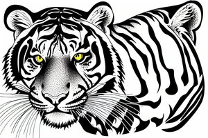 Tiger on a hill in the forest tattoo idea