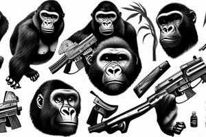 Silverback gorilla with ak47 tattoo idea