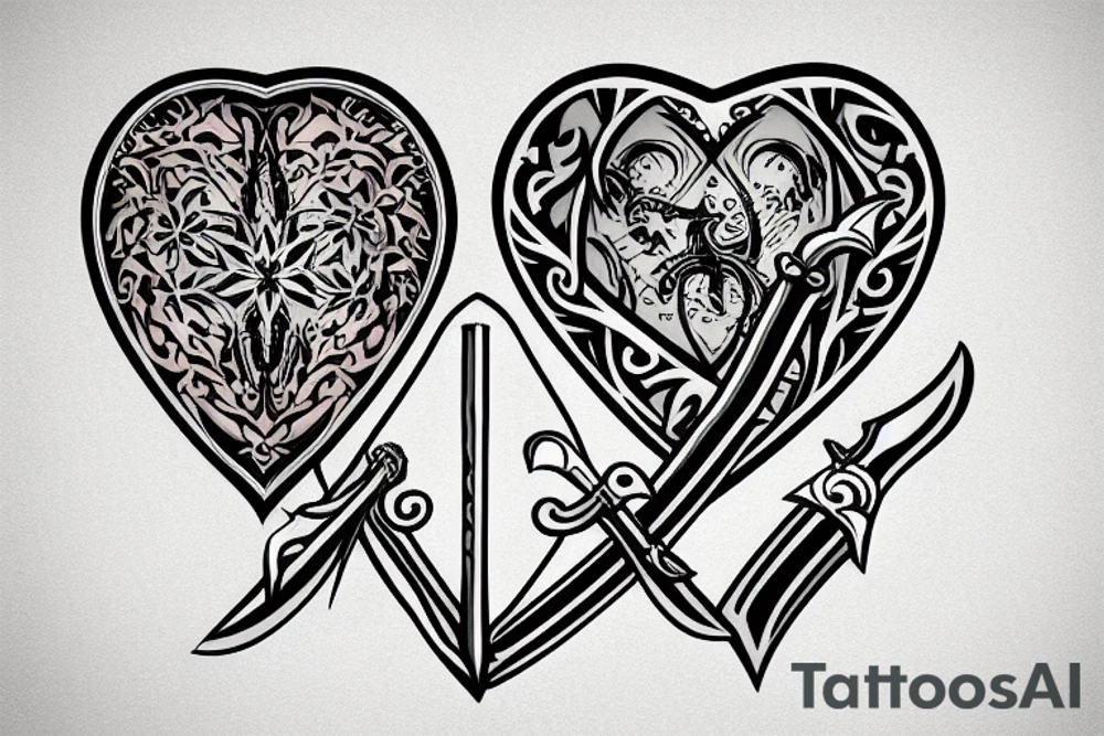 sword cutting heart tattoo idea