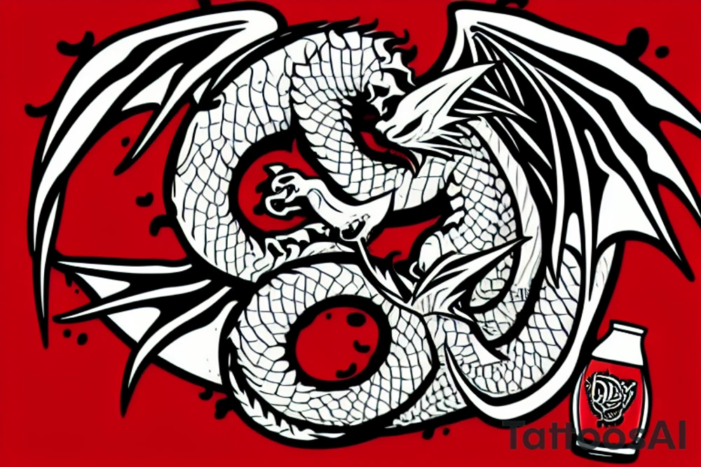 red dragon drinking cola tattoo idea