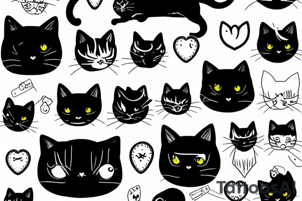 black cat with a phone tattoo idea