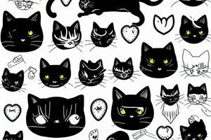 black cat with a phone tattoo idea