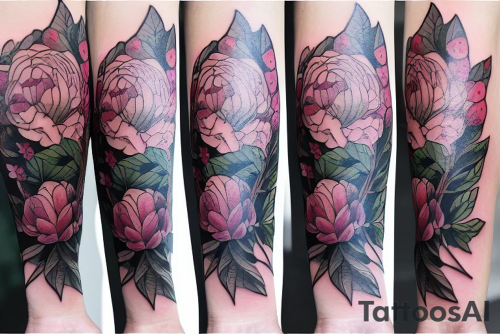 garden foliage peonies jewels forest tattoo full back howls moving castle tattoo idea