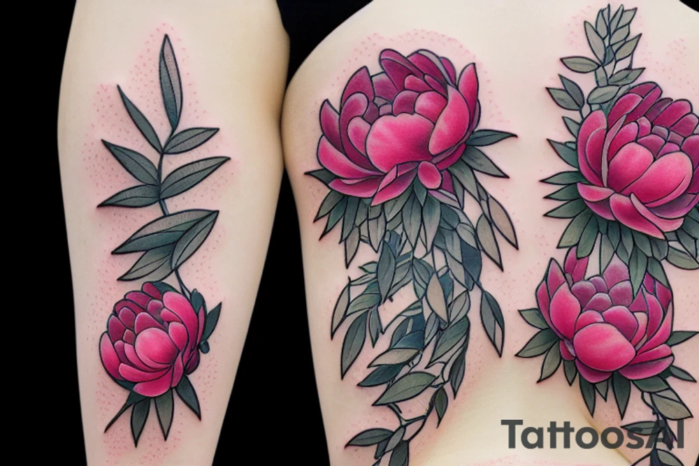 garden foliage peonies jewels forest tattoo full back howls moving castle tattoo idea