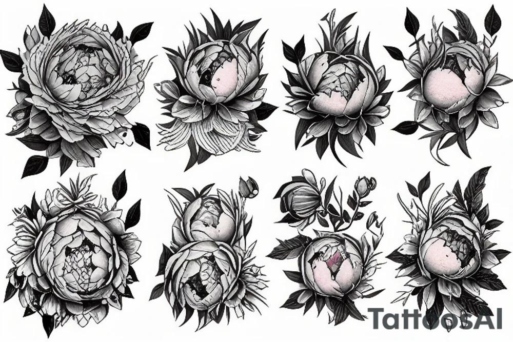 full back howls moving castle forest peonies tattoo idea