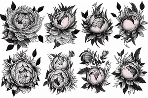 full back howls moving castle forest peonies tattoo idea