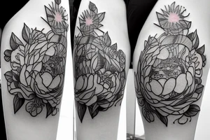 full back howls moving castle forest peonies tattoo idea