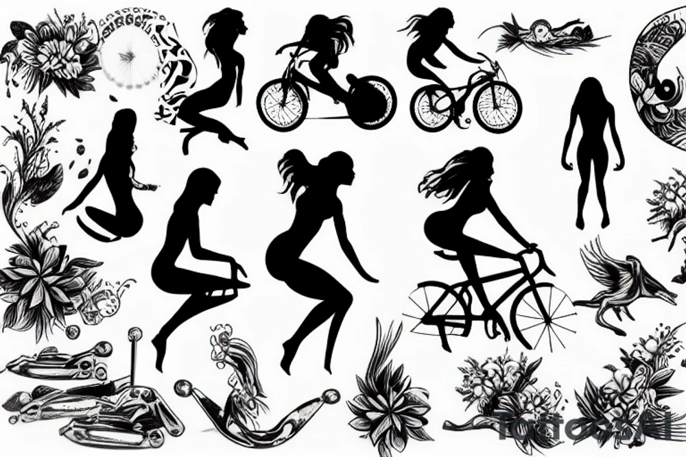 Woman Swim bike run tattoo idea