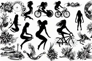 Woman Swim bike run tattoo idea