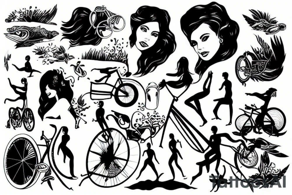 Woman Swim bike run tattoo idea