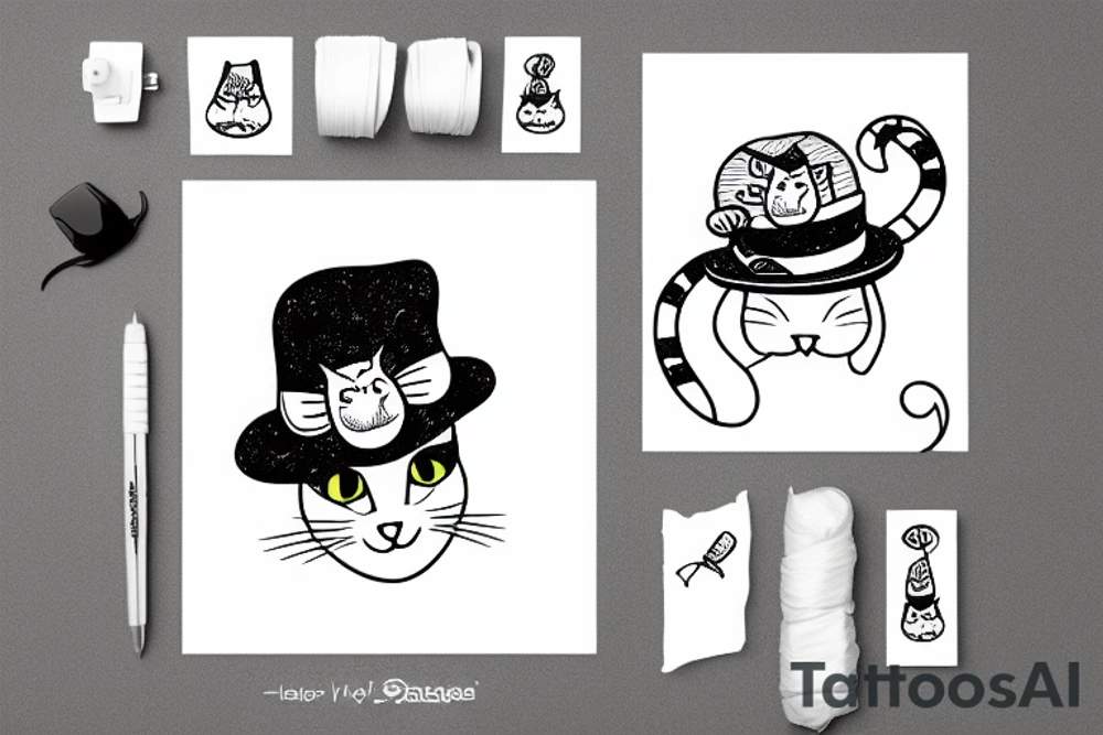 Cat with a funny hat living in Leuven tattoo idea