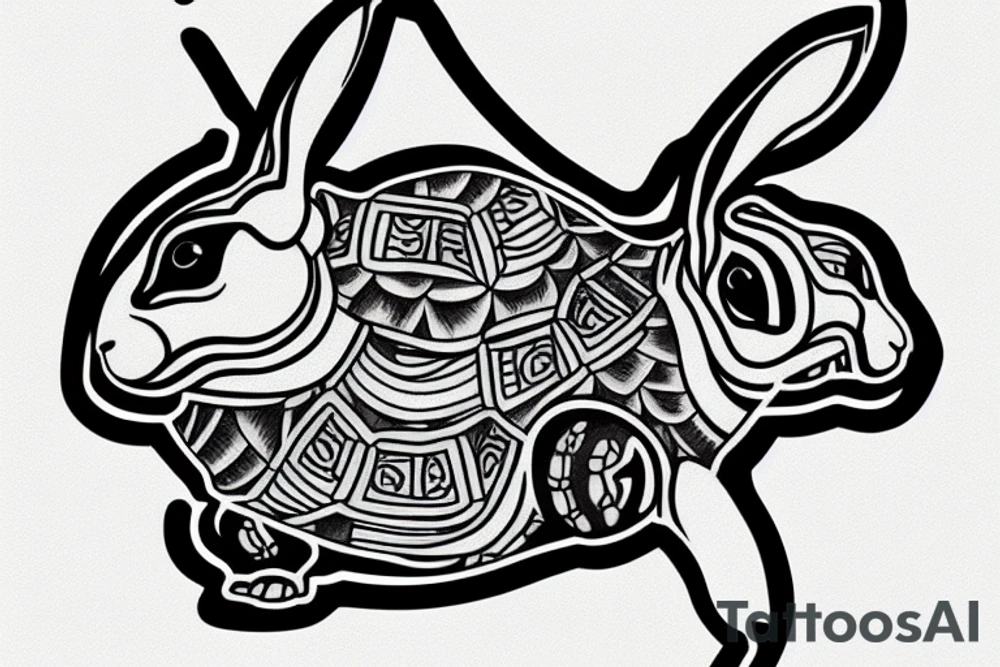 Rabbit and tortoise tattoo idea