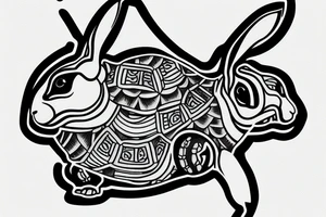 Rabbit and tortoise tattoo idea