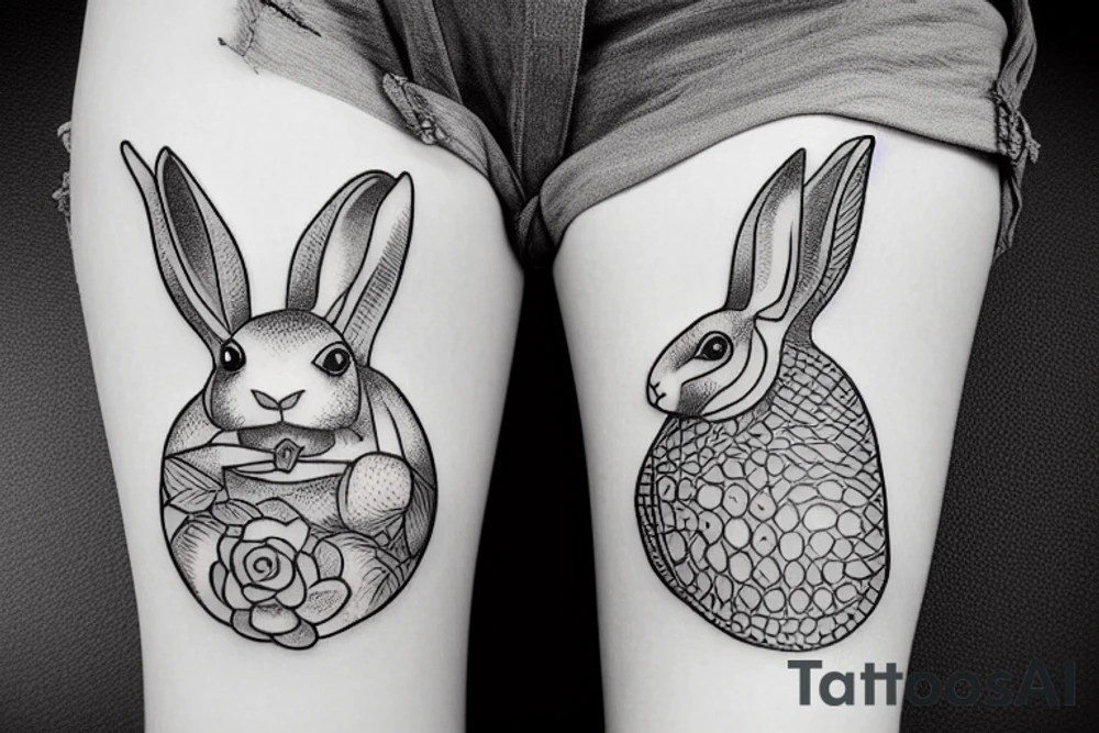 Rabbit and tortoise tattoo idea