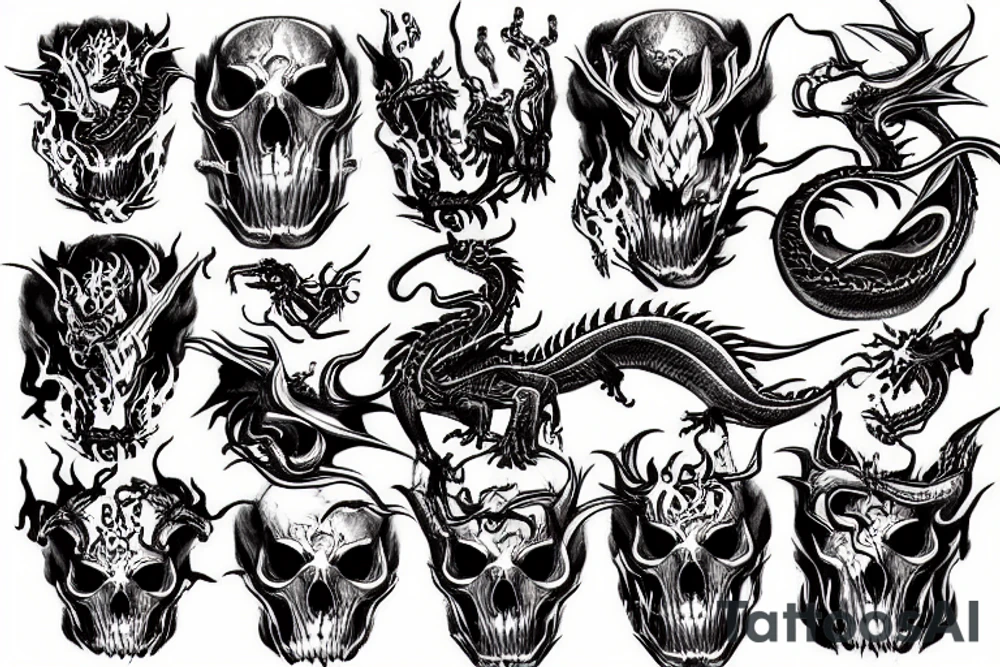 Dragon Skull fire tattoo idea