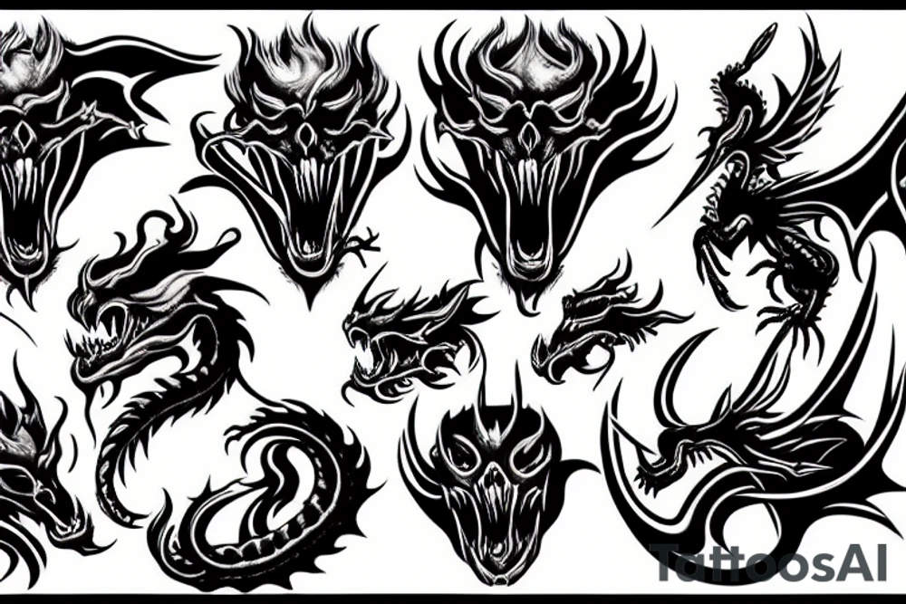 Dragon Skull fire tattoo idea