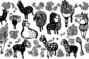 happy alpaca tattoo idea